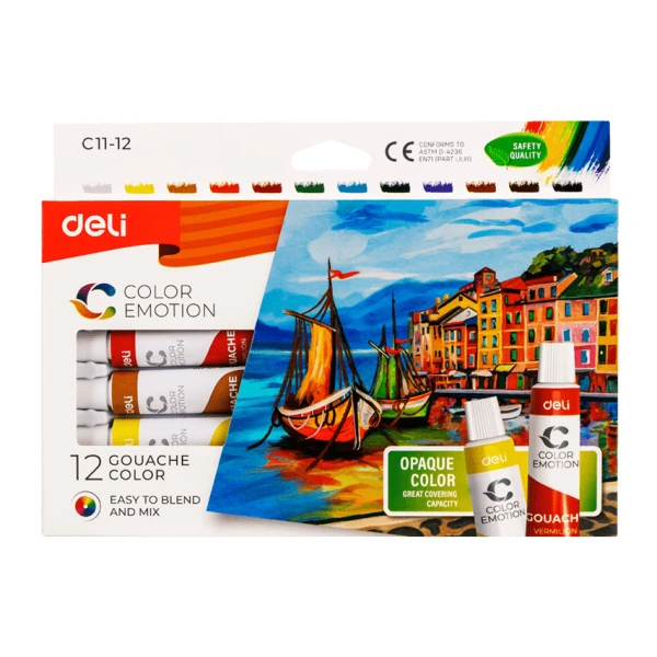 DELI TEMPERA 12 COLOURS 12ml COLOR EMOTION