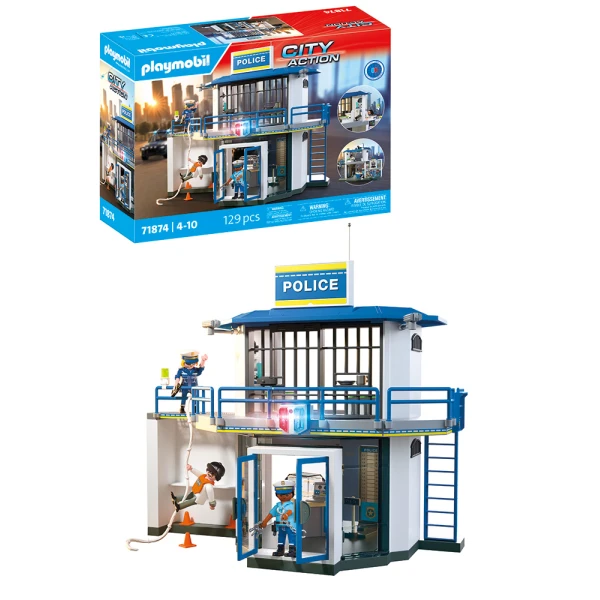 PLAYMOBIL CITY ACTION POLICE STATION WITH INVESTIGATION ROOM