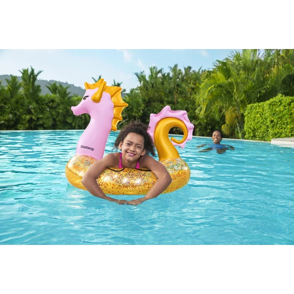 BESTWAY INFLATABLE SWIM RING GLITTER SEAHORSE