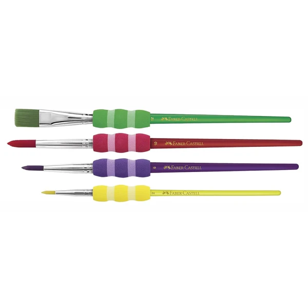 FABER CASTELL BLISTER WIT 4 BRUSHES  INTENSE COLOURS No 2-6-10-12