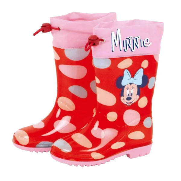KIDS RAIN BOOTS MINNIE PVC/TEXTILE RED