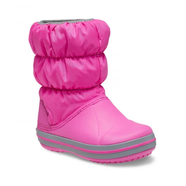 CROCS WINTER PUFF BOOT KIDS ELECTRIC PINK/LIGHT GREY 
