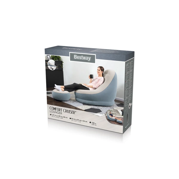 BESTWAY INFLATABLE 121X100X86 cm COMFORT CRUISER LOUNGE LIGHT BLUE