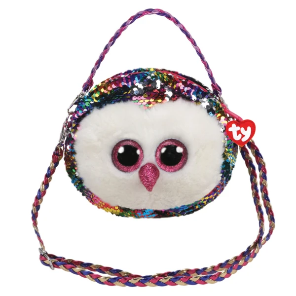 TY BEANIE BOOS SEQUIN PLUSH SHOULDER BAG OWEN OWL