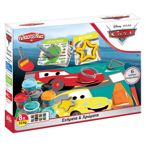 AS DOUGH LEARNING SHAPES AND COLORS SET 8 POTS WITH 3D CAPS 224GR FOR AGES 3+