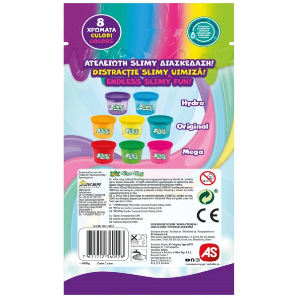 SET SLIME SLIMY 8 JARS 2oz IN BAG