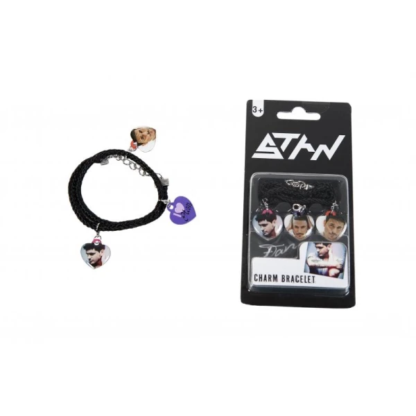 STAN BRACELET BLACK 34 cm. WITH 3 HEARTS