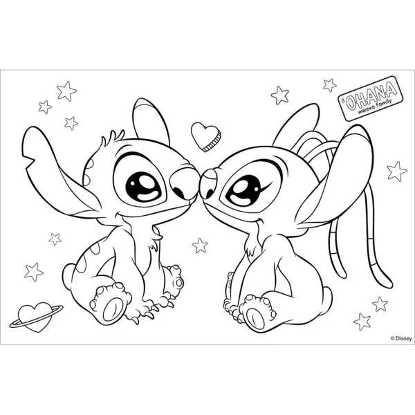 DRAWING PAD 23Χ33 cm 40 SHEETS WITH STICKERS & STENCIL LILO & STITCH - 2 DESIGNS