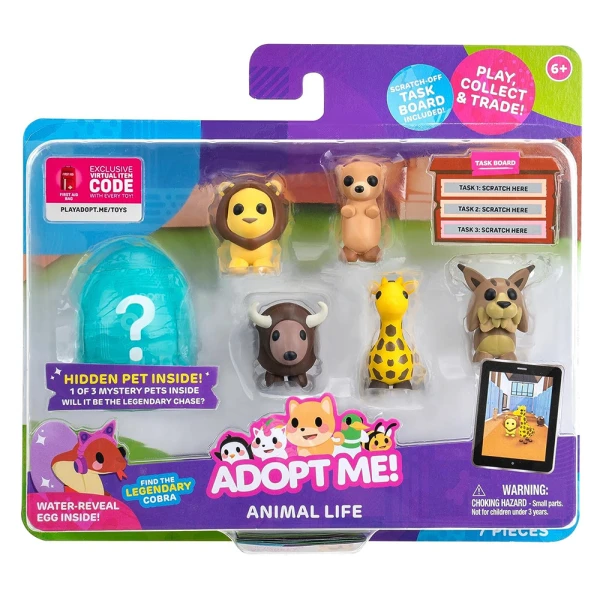 ADOPT ME FIGURES 6 pcs WILD ANIMALS AND EGG WITH SURPPRISE FIGURE