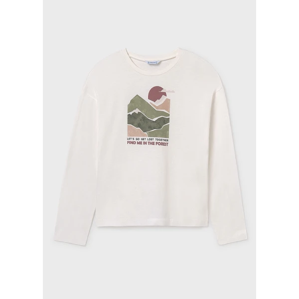 MAYORAL LONG-SLEEVE T-SHIRT DESIGN BEIGE-GREEN
