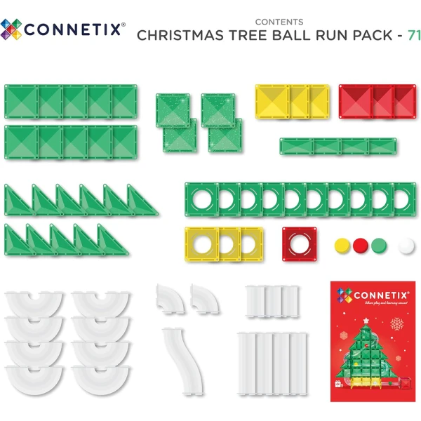 CONNETIX MAGNETIC TILES SPECIAL EDITION CHRISTMAS TREE BALL RUN 71pcs