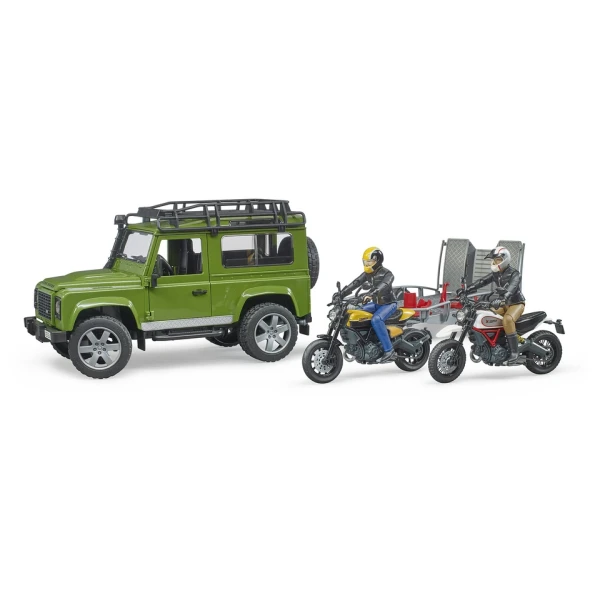 BRUDER LAND ROVER ΜΕ ΤΡΕΙΛΕΡ, ΜΗΧΑΝΗ DUCATI ΚΑΙ ΟΔΗΓΟ