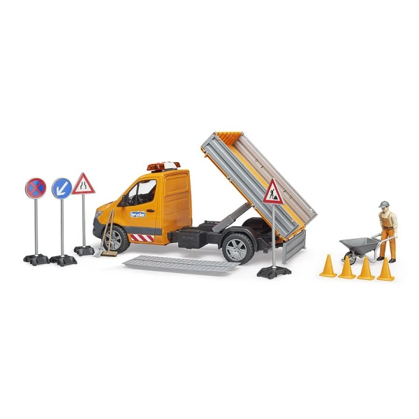 BRUDER MUNICIPAL VEHICLE MERCEDES BENZ SPRINTER WITH DRIVER AND ACCESSORIES