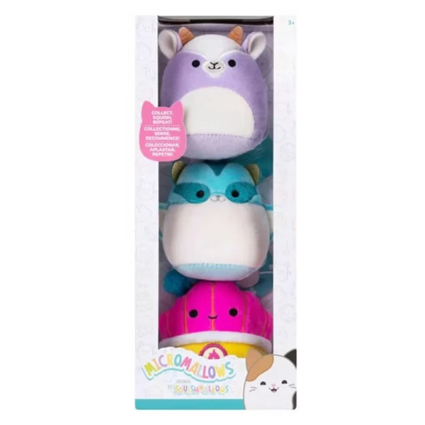 MICROMALLOWS - ΣΕΤ 3 ΛΟΥΤΡΙΝΑ 6 εκ. SQUISHMALLOWS TIA THE SUGAR GLIDER - MARISKA THE SPICY FRY - LOUDEN THE GOAT