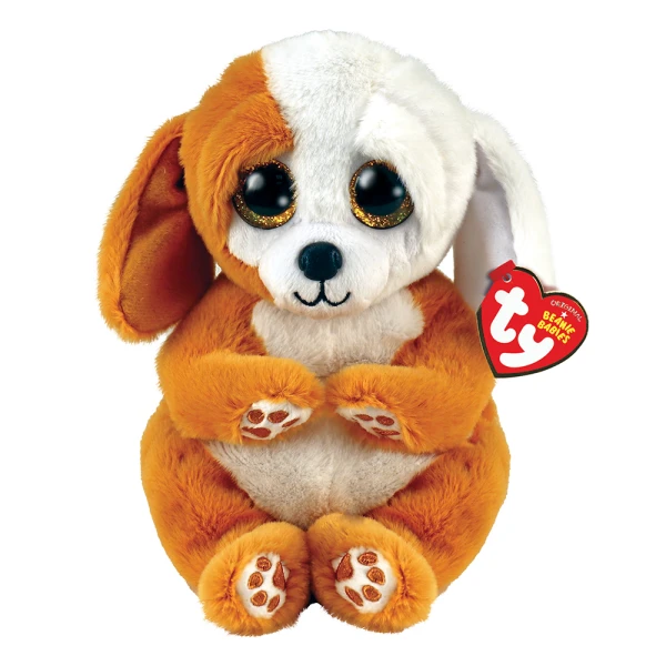 TY BEANIE BELLIES PLUSH DOG BROWN-WHITE 15 cm