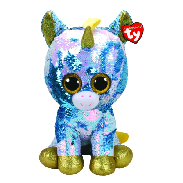 TY BEANIE BOOS PLUSH SEQUIN BLUE UNICORN 40 cm 