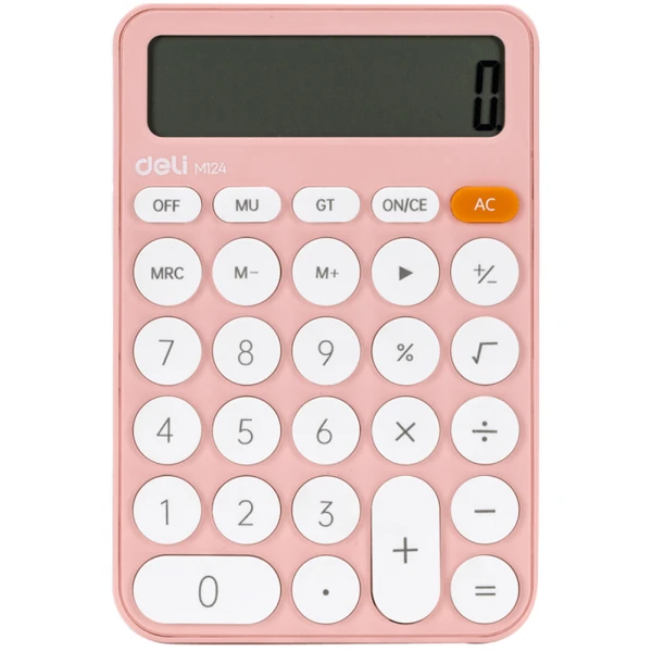 DELI CALCULATOR 12 DIGITS BATTERY PASTEL PINK