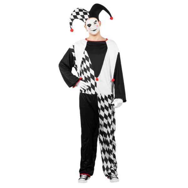 ADULTS CARNIVAL COSTUME JESTER M-L
