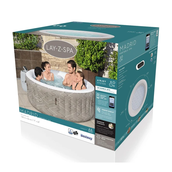 BESTWAY ΣΕΤ ΣΠΑ LAY-Z-SPA 180Χ66 εκ. MADRID AIRJET