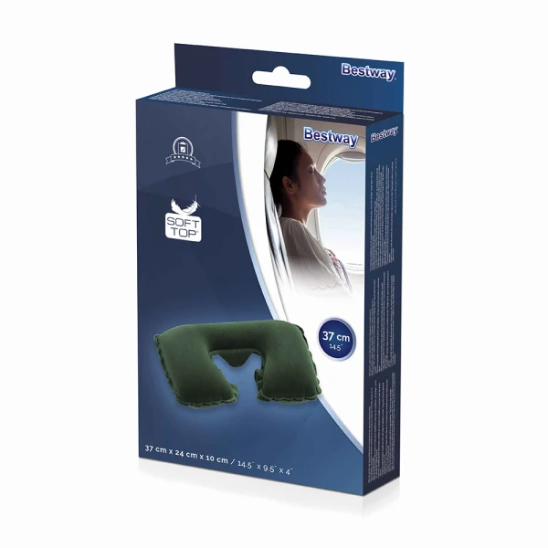 BESTWAY INFLATABLEFLOCKED AIR NECK REST 37X24X10 cm GREEN