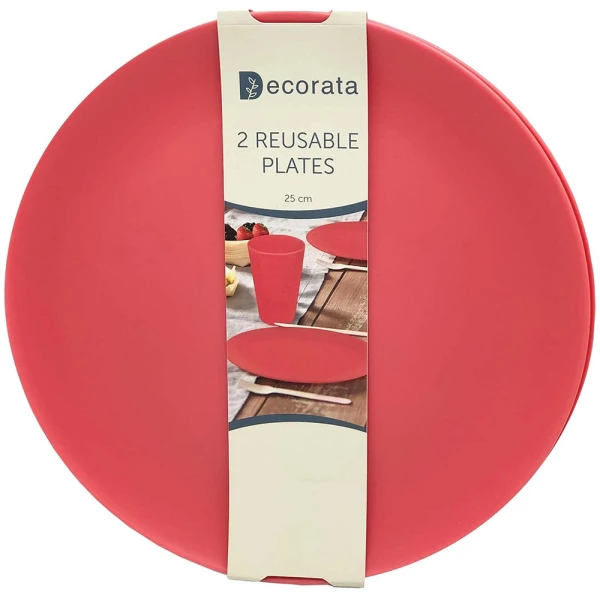 REUSABLE PLATES 25 cm 2 pcs RED