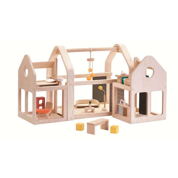 PLAN TOYS PORTABLE DOLLHOUSE WITH FURNITURES