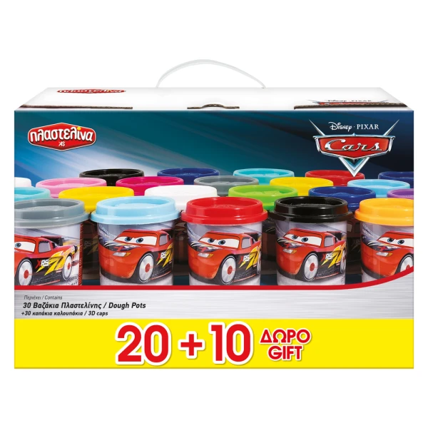 AS ΠΛΑΣΤΕΛΙΝΗ DISNEY CARS 20 ΒΑΖΑΚΙΑ + 10 ΔΩΡΟ ΜΕ ΚΑΠΑΚΙΑ ΚΑΛΟΥΠΑΚΙΑ (13 ΧΡΩΜΑΤΑ) 3KG