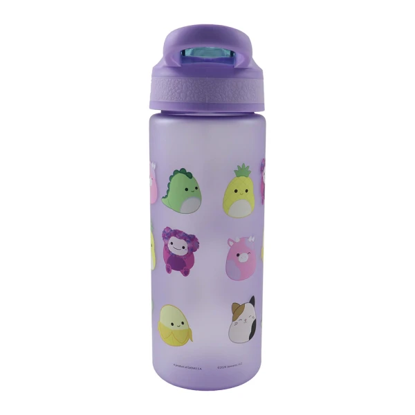 PLASTIC WATER BOTTLE 600ml WITH STRAW SQUISHMALLOWS