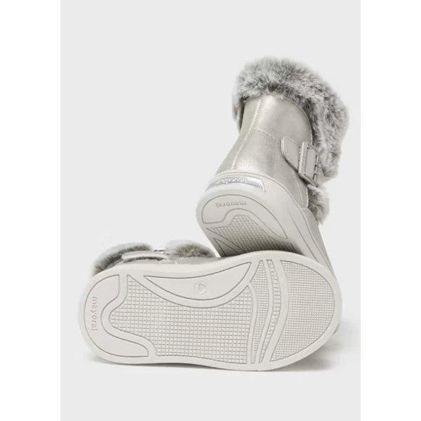 MAYORAL ANKLE BOOT FUR DETAILS SILVER