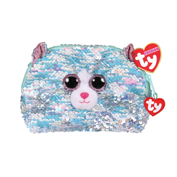 TY FASHION WHIMSY PLUSH SEQUIN ACCESSORY BAG CAT BLUE