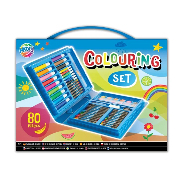 COLOURING SET CASE 28x21 cm. WITH 80 pcs. COLORS