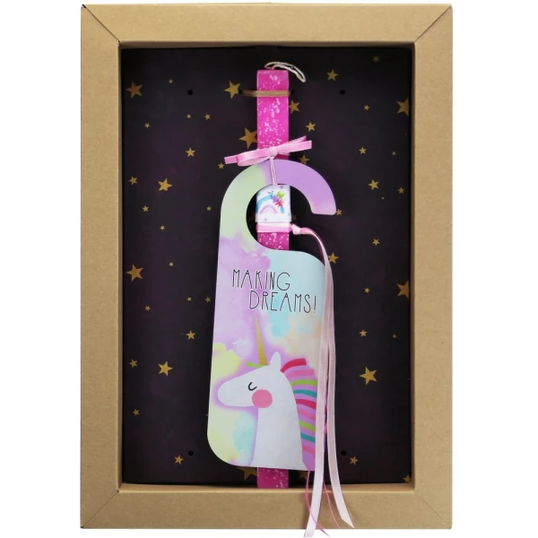 SYNCHRONIA HANDMADE CANDLE 30 cm DOOR HANGER - UNICORN