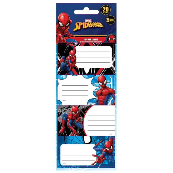 ΑΥΤΟΚΟΛΛΗΤΕΣ ΕΤΙΚΕΤΕΣ 20 τεμ. 5 ΦΥΛΛΑ SPIDERMAN