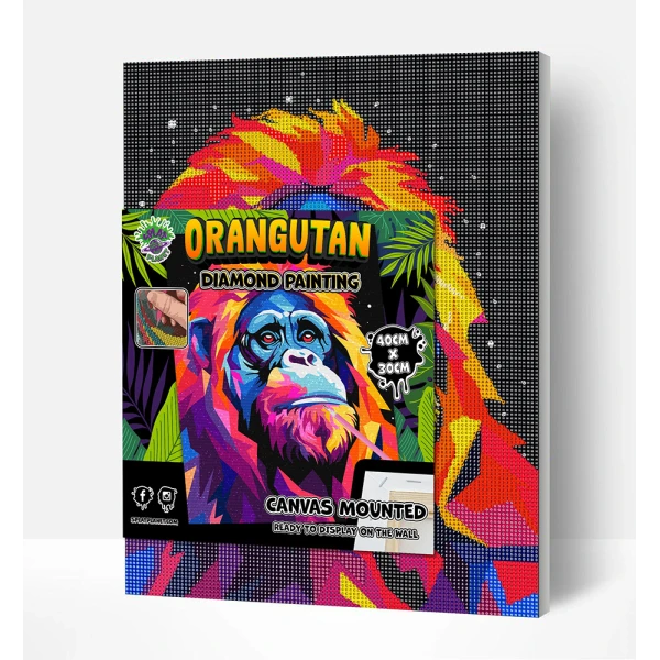 SPLAT PLANET DIAMOND PAINTING KIT ON FRAMED CANVAS 30X40 cm ORANGUTAN