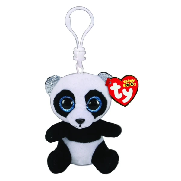 TY BEANIE BOOS BAMBOO PLUSH CLIP PANDA BLACK AND WHITE 8.5CM