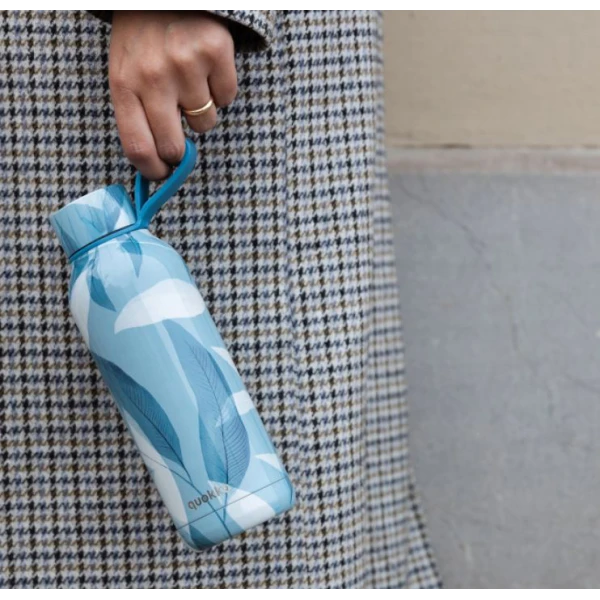 QUOKKA THERMAL STAINLESS STEEL BOTTLE WITH HANDLE SOLID 510ml BLUE WIND