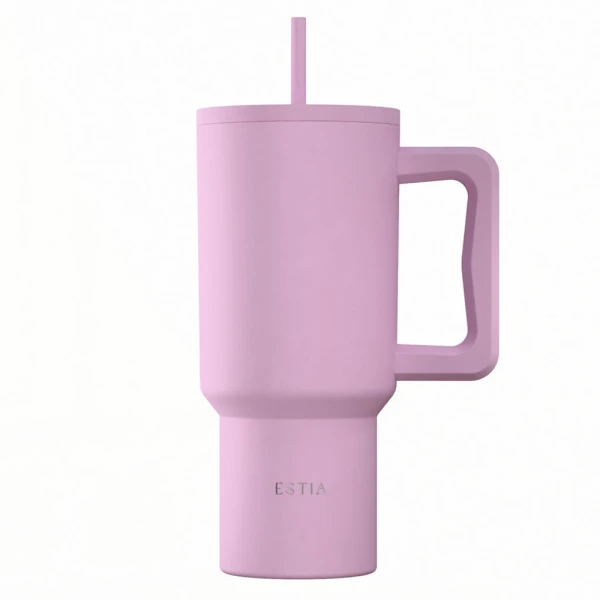 ESTIA HOME ART THERMAL BOTTLE STRAW TUMBLER XL 900ml - LAVENDER