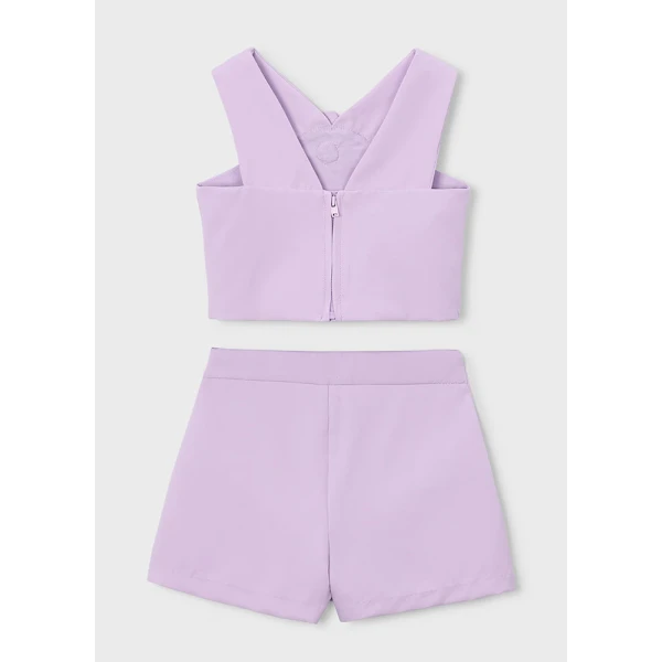 MAYORAL SET BERMUDA PANTS FLOWERS PURPLE 
