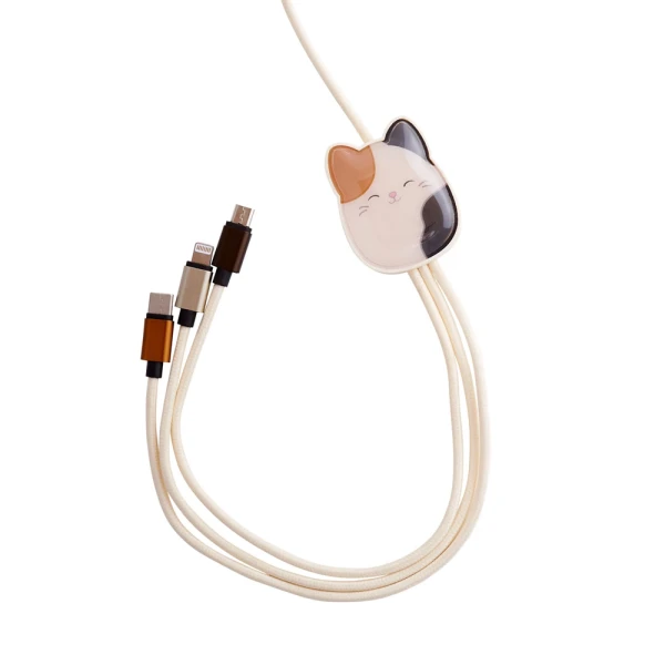 SQUISHMALLOWS 3-IN-1 CHARGING CABLE 1.2M - CAM THE CAT