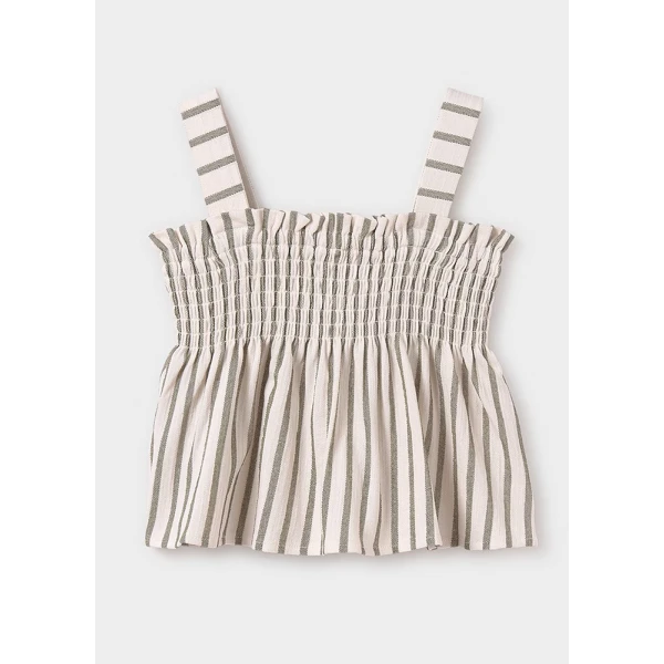 MAYORAL BLOUSE BRACES STRIPED LIGHT GREEN
