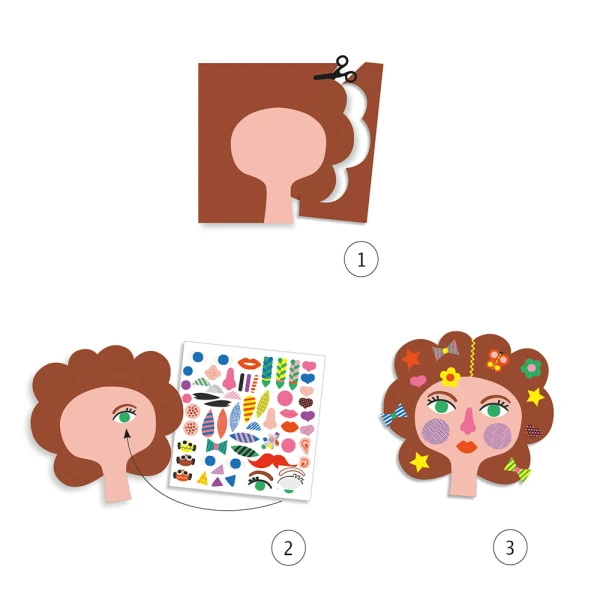 DJECO PAPER CUTTER WITH STICKERS - HAIRDRESSER