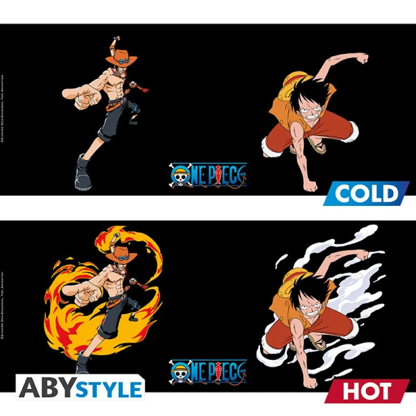 ABYSSE HEAT CHANGE MUG 460ml ONE PIECE - LUFFY & ACE
