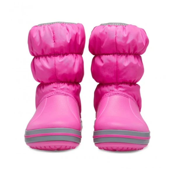 CROCS WINTER PUFF BOOT KIDS ELECTRIC PINK/LIGHT GREY 