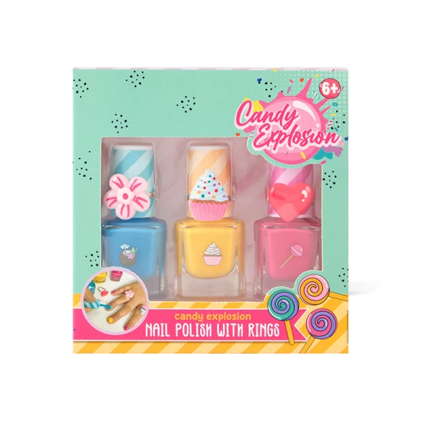 CANDY EXPLOSION ΣΕΤ ΒΕΡΝΙΚΙΑ ΝΥΧΙΩΝ 3 τεμ. ΜΕ ΔΑΚΤΥΛΙΔΙΑ - 2 ΣΧΕΔΙΑ