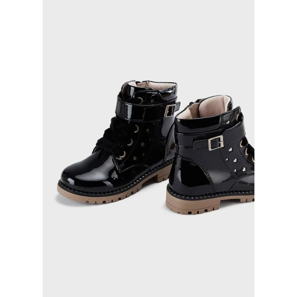 MAYORAL ANKLE BOOT BIKER PATENT BLACK