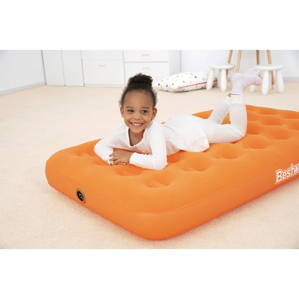 BESTWAY CHILDREN INFLATABLE AIRBED 158X89X18 cm DROWSY DREAMER AIR ORANGE WITH MANUAL HAND PUMP