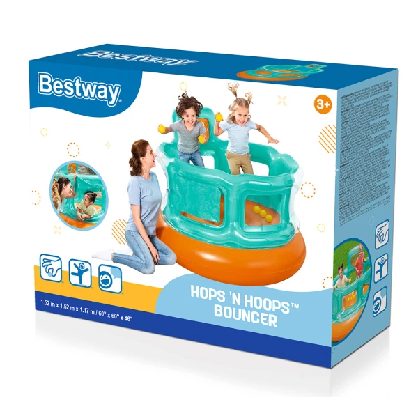 BESTWAY INFLATABLE TRAMPOLINE 152X152X117 cm HOPS \'N HOOPS