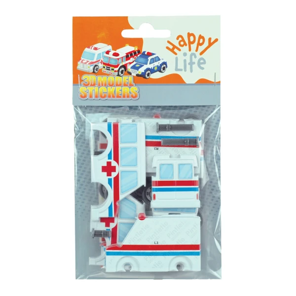 3D STICKER PUZZLE 24 pcs VEHICLES - 3 DESIGNS