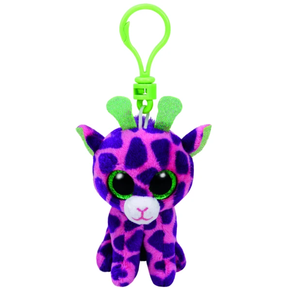 TY BEANIE BOOS PLUSH GIRAFFE PINK/PURPLE 8.5 cm WITH CLIP