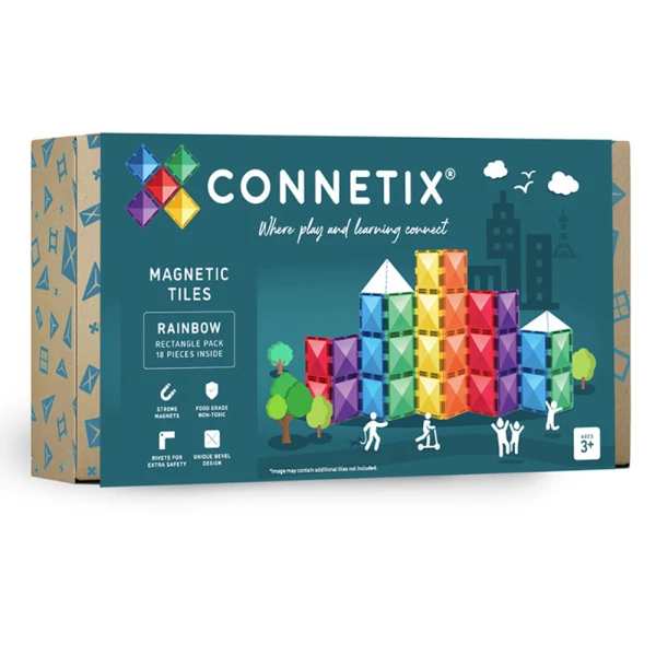 CONNETIX MAGNETIC TILES RAINBOW RECTANGLE PACK 18 pcs